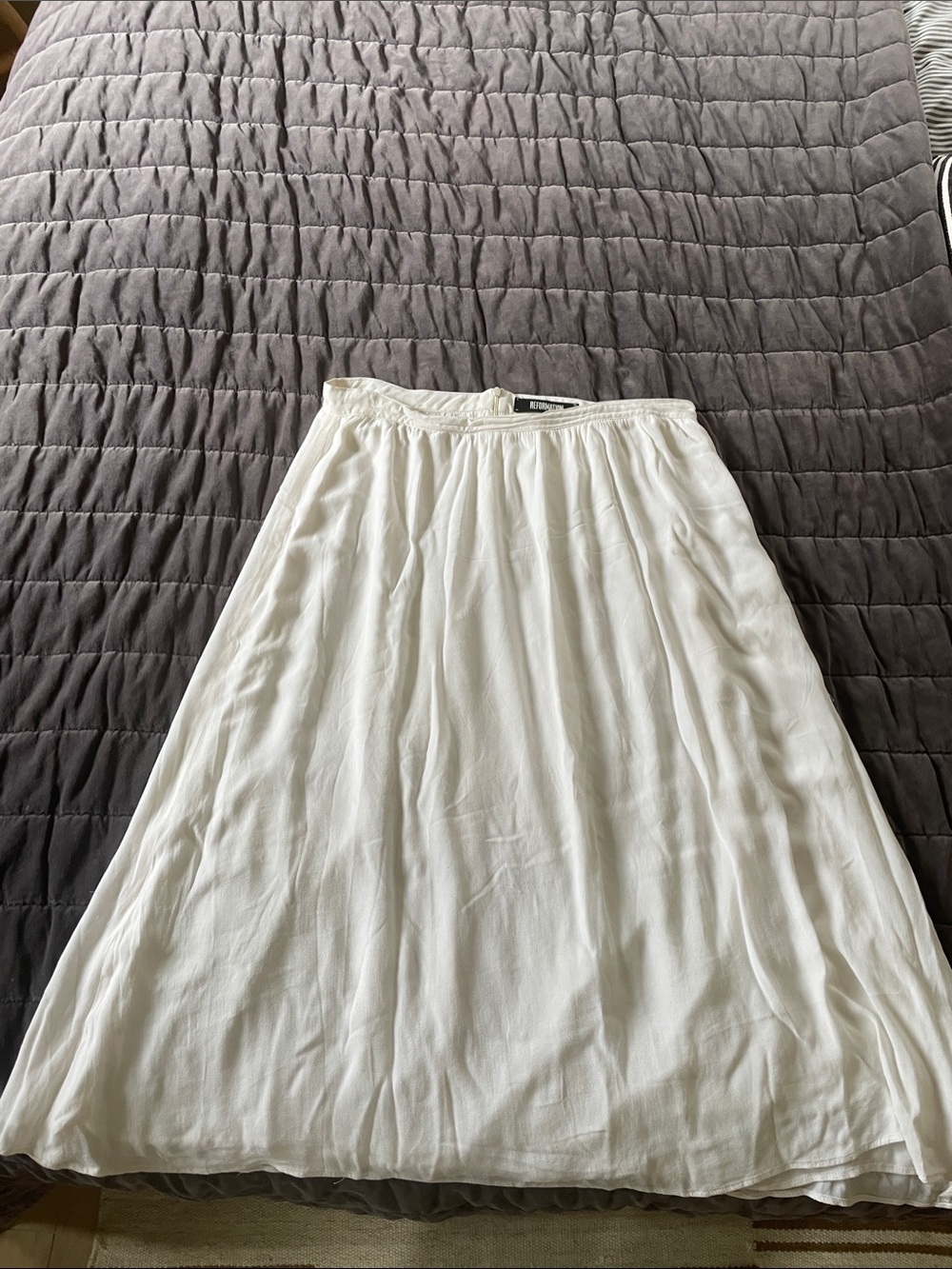 Reformation Cream A-Line Midi Skirt
